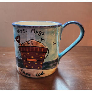 Coffee Cup Mrs. Mugs Cape Cod Nola Watkins Collection Hand Painted Pottery